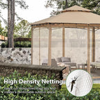MASTERCANOPY Outdoor Garden Gazebo for Patios with Stable Steel Frame and Netting Walls (10x12,Beige)