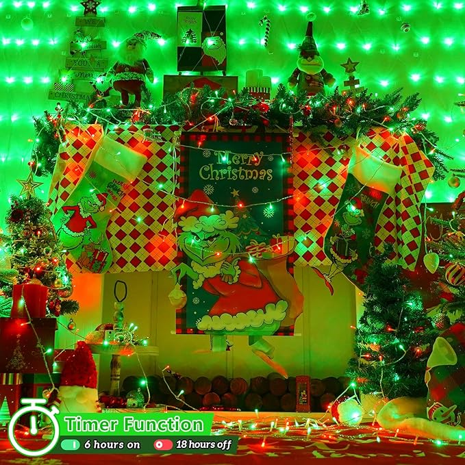 String Lights, 500 LEDs in Red and Green, 165 ft Waterproof Outdoor