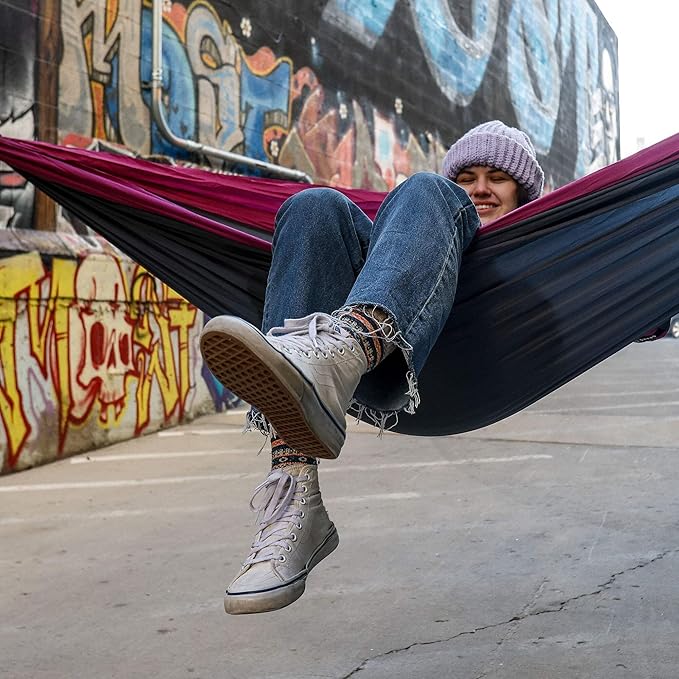GRAND TRUNK TrunkTech Double Hammock | Ultra-Strong & Lightweight | 11 ft Hammock with Ripstop Nylon | 500 lb Capacity | Fast-Drying & Weather-Resistant | Olive Green/Khaki