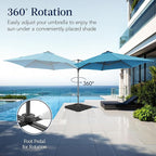 Best Choice Products 10ft Solar LED Offset Cantilever Hanging Market Patio Umbrella, Smooth 360° Rotation, 8 Sturdy Ribs, Easy Adjustment - Sky Blue