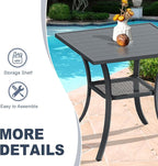 VICLLAX Patio Dining Table, Square Table Metal Outdoor Bistro Table - Image 5