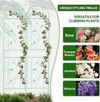 Metal Garden Trellis for Climbing Plants, 2 Pack 86.5" x 19.7" Green Plant Trellis Outdoor, Clematis Rrellis Outdoor, Arched Decoration Suitable for lawns, Gard, Green