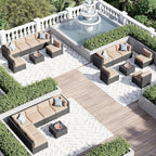 Aoxun 7 Piece Patio Furniture Set, Wicker Rattan Patio Sectional Sofa, Outdoor Furniture Set with Thickened Cushion, Beige