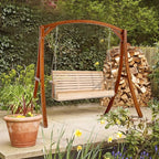 VINGLI Upgraded Patio Wooden Porch Swing for Courtyard & Garden, Heavy Duty 880 LBS Swing Chair Bench with Hanging Chains for Outdoors (Natural, 4 FT)