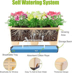 Window Box Planter 8 Pcs, 17 Inches Rectangle Flower Pots with Drainage Holes & Trays, Vegetable Planters for Windowsill Patio Garden Balcony Home Indoor Outdoor (Barley Yellow, 16 * 7 * 6 inch)