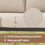 EROMMY 6 Pieces Patio Furniture Sets, Metal Outdoor Sectional Furniture L Shape Patio Conversation Sets with Fauxwood Coffee Table & 6.5" Olefin Cushions for Backyard, Garden, Poolside
