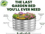 Round Galvanized Raised Garden Bed // 2×2×1 ft (2-Pack) Galvanized Raised Garden Beds Outdoor for Gardening, Vegetables, Flowers // Patented Tool-Free Design Round Planter (Silver)