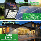 Solar Lights Outdoor, 72 LED Motion Sensor Wall Light, IP65 Waterproof and 3 Lighting Modes, Solar Powered Security Wireless Light Outside for Patio, Garden, Fence, Porch, Front Door(6 Packs)