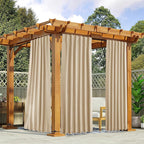 NICETOWN 2 Panels Outdoor Curtains for Patio Waterproof, Top & Bottom Fixed Waterproof Outdoor Drapes with Free Rope, Privacy Sun Blocking Shades for Gazebo, Pergolas, Biscotti Beige, W52 x L84