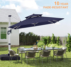 ABCCANOPY Patio Umbrella Cantilever Double Top Outdoor Offset Umbrella with 360° Rotation