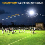 Onforu 150W LED Flood Light Outdoor,15000LM Security Lights, IP66 Waterproof Outdoor Floodlight, 2 Pack 6500K Daylight White LED Exterior Lighting for Basketball Court, Stadium, Playground