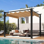 Aoxun 10'x10' Outdoor Pergola, Patio Aluminum Pergola with Upgraded Retractable Canopy, Heavy Duty Metal Pergolas and Gazebos with Adjustable Sun Shade Cover for Modern Backyard, Deck, Garden