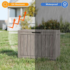 35 Gallon Small Waterproof Outdoor Storage Box, Resin Deck Box Lockable - Image 2