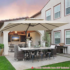 9x12FT Cantilever Patio Umbrella - Heavy Duty Double Layer Offset Design with 360° Rotation, Large Rectangle Sun Shade Umbrella for Garden, Deck, Pool, Backyard, Beige