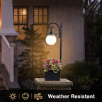 Outdoor Post Light with Planter, Matte Black Solar Lamp Post Light with Globe Shade, 2 in 1 Waterproof Solar Post Lights Outdoor Planter for Outside Gardan Pathway