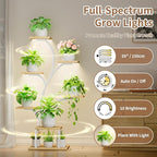 Plant Stand Indoor with Grow Lights, 7 Tiered Indoor Plant Shelf, 49" Corner Plant Stands for Indoor Plants, Metal Plant Flower Display Shelf, Tree-Shaped Plant Rack for Home, Patio, Natural