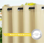 NICETOWN Extra Wide Outdoor Curtains for Patio Waterproof 2 Panels, Beige Rustproof Grommet Thick & Weighted Indoor Outdoor Curtains for Yard/Gazebo, W100 x L84 Inch