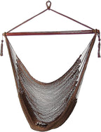 Sunnydaze Outdoor Hammock Chair Swing - Hanging Hammock Swing - Hanging Reading Chair - Soft-Spun Polyester Rope - Caribbean XL - Mocha