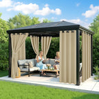 Extra Wide Outdoor Curtains Waterproof for Patio - 6 Panels Privacy Weatherproof Outside Curtains with Grommets for Gazebo, Pergola, Porch, Cabana, Balcony, 110 x 84 Inch, Cream