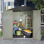 Devoko Outdoor Storage Shed 6 x 4 FT Lockable Metal Garden Shed Steel Anti-Corrosion Storage House with Double Lockable Door for Backyard Outdoor Patio (Brown)