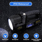 Rechargeable Spotlight Flashlight, Peascat 2,000,000L Lumens LED Handheld Spot Light, 350° Rotatable, 9 Modes, Solar & USB-C Charging, Waterproof, Emergency Flashlight for Camping, Outdoor, Car Repair