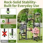 8 Tiered Plant Stand Indoor for Multiple Large Planter, Tall Heavy Duty Adjustable Folding Rack with Rustproof 7.9 Inch Wide Tray, Plant Shelf for Corner Living Room - BlackDisk