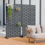 Casaphoria Metal Privacy Screen Outdoor, 60" H x 30" W Freestanding Decorative Privacy Screen for Patio Deck Balcony Garden with Stable Base, Darkgray-Square