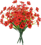 MACTING Artificial Flowers for Outdoors Fake Spring Flowers UV Resistant No Fade Faux Plastic Plants for Hanging Planters Window Patio Porch Yard Garden Home Indoor Outside Summer Decorations(Red)