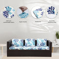 Cushion Covers, 8 Pack Stretch Microfiber Patio Sofa Slipcovers in Blue Flower