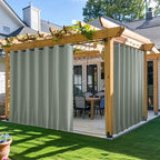 NICETOWN 2 Panels Outdoor Curtains for Patio Waterproof & Windproof, Extra Wide Grommet & Back Tab on Top & Bottom Thermal Insulated Sun Blocking Drapes with Rope for Gazebo, Sage Green, W100 x L95