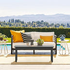 LUE BONA Outdoor Coffee Table, HDPS Patio Coffee Tables for Outside Rectangle, Adjustable Levelling Feet/Weather Resistant, Patio Table for Deck, Pool, Balcony, Indoor or Outdoor Use, Dark Gray