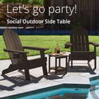 LUE BONA Adirondack Outdoor Side Table, 2-Tier Dark Brown HDPS Patio End Table Weather Resistant,Outdoor Morden Side Table for Patio, Pool, Porch