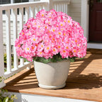 Artificial Geraniums Flowers for Outdoors, 6 Bundles Realistic Silk Fake Geranium, No Fade Faux Plants for Hanging Baskets, Window Boxes, Pots - Porch, Patio, Garden Decor(Pink)