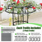 Garden Trellis for Climbing Plants Outdoor, 65 Inch Mushroom Top Trellis for Climbing Plants, Plant Trellis Support for Potted Plants Climbing Vine Rose Clematis Vegetable Trellis, 2 Pack