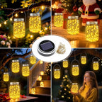 String Lights, 12 Pack Solar Mason Jar Lights in Warm White for Outdoor Use