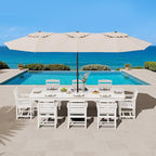SERWALL Outdoor Dining Chairs Set of 4, All-Weather HDPE Patio Chair with 19.7" Widened Seat, for Backyard, Garden, White
