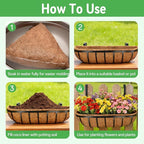 ZeeDix 24 Inch Trough Coconut Liners for Planters (4-Pack) - 100% Natural Coconut Coir Fiber Planter Liners Replacement for Window Boxes, Wall Baskets, Deck Flower Boxes, Garden Railing Fence Troughs