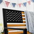 Best Choice Products Outdoor Bench 2-Person Steel Indoor/Outdoor Bench for Garden, Patio, Porch, Entryway w/American Flag, 790lb Capacity – Black/Wood