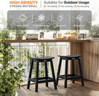 VINGLI 24 Inch Outdoor Bar Stools Set of 4, HDPE Weather Resistance Counter Height Bar Stools Durable Heavy Duty Patio Chairs for Bar Deck Balcony Kitchen Counter and Yard (Black, 24 Inch 4 PC)