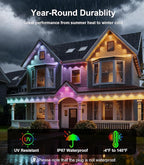 200FT Permanent Outdoor Lights for House, 2025 Smart RGB LED Outside Eaves Lights with APP Remote Control, IP67 Waterproof Outdoor Lighting Decor for Christmas Holiday, Halloween, Roof, Party, Daily