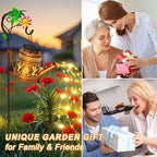 2 Packs Solar Watering Can Lights Hummingbird Garden Decor,Hanging Lanterns Outdoor,Birthday Gift for Mom Women Grandma,Waterproof Solar Fairy String Decorative Outside Lights for Yard Art Patio Porch