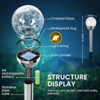 SOLPEX Solar Garden Lights String, 6 Pack Outdoor Christmas Decoration Warm White Solar Powered Cracked Glass Ball Lights, Waterproof for Patio Decoration