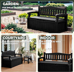 Flamaker 80 Gallon Storage Bench Outdoor Indoor, Durable All-Weather Seating with Hidden Storage, Lockable Deck Box for Garden, Patio, Poolside (Black)