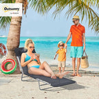 Outsunny Folding Chaise Lounge Pool Chairs, Outdoor Sun Tanning Chairs with Pillow, Reclining Back, Steel Frame & Breathable Mesh for Beach, Yard, Patio, Black