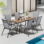 TLSUNNY Patio Chairs, Stackable Textilene Outdoor Dining Furniture for All Weather, with 17.7″ Wide Seat & Metal Frame, for Garden, Backyard, Deck, Restaurant, Poolside (6, Grey, 26.4″)