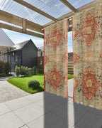 Boho Outdoor Curtains for Patio Waterproof, Grommet Privacy Curtain Drapes Weatherproof Outside Curtains for Porch GazeboPergola Cabana 2 Panel 54x95inch Rustic Bohemian Floral Tribal Orange