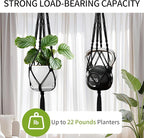 Macrame Plant Hanger - Fits 4 to 13 inches Pots for Indoor Outdoor, 34"/41"/46" 3 Sizes Set, Black (POTS NOT Included)