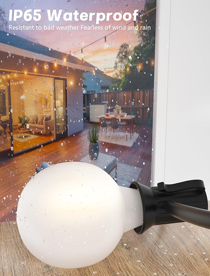 String Lights 50 FT Outdoor with 50 Frosted White G40 LED Bulbs