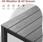 Stoog All-Weather Patio Dining Table for 4, HIPS & Aluminum Frame Outdoor Dining Table with Umbrella Hole, for Garden, Backyard and Lawn, Grey
