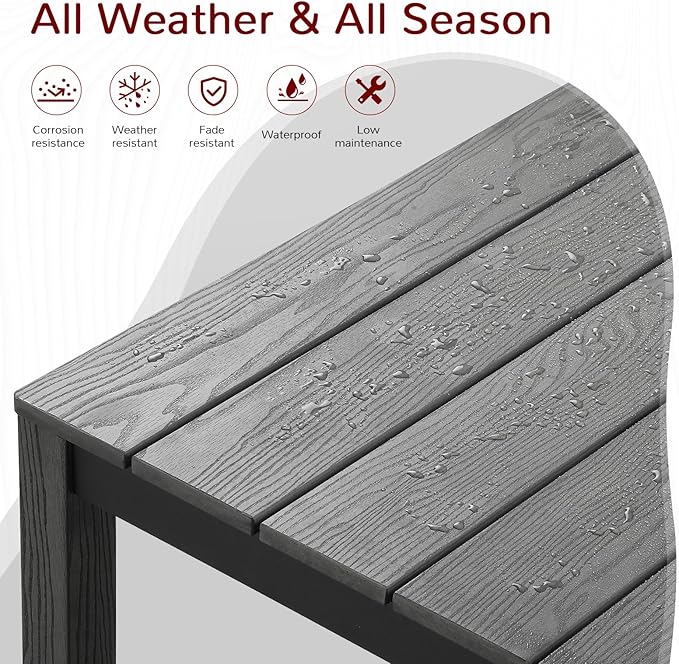 Stoog All-Weather Patio Dining Sets, 5 Pieces Outdoor HIPS Dining Table with Aluminum Frame, Patio Dining Table and 4 Chairs, Low Maintenance, Grey